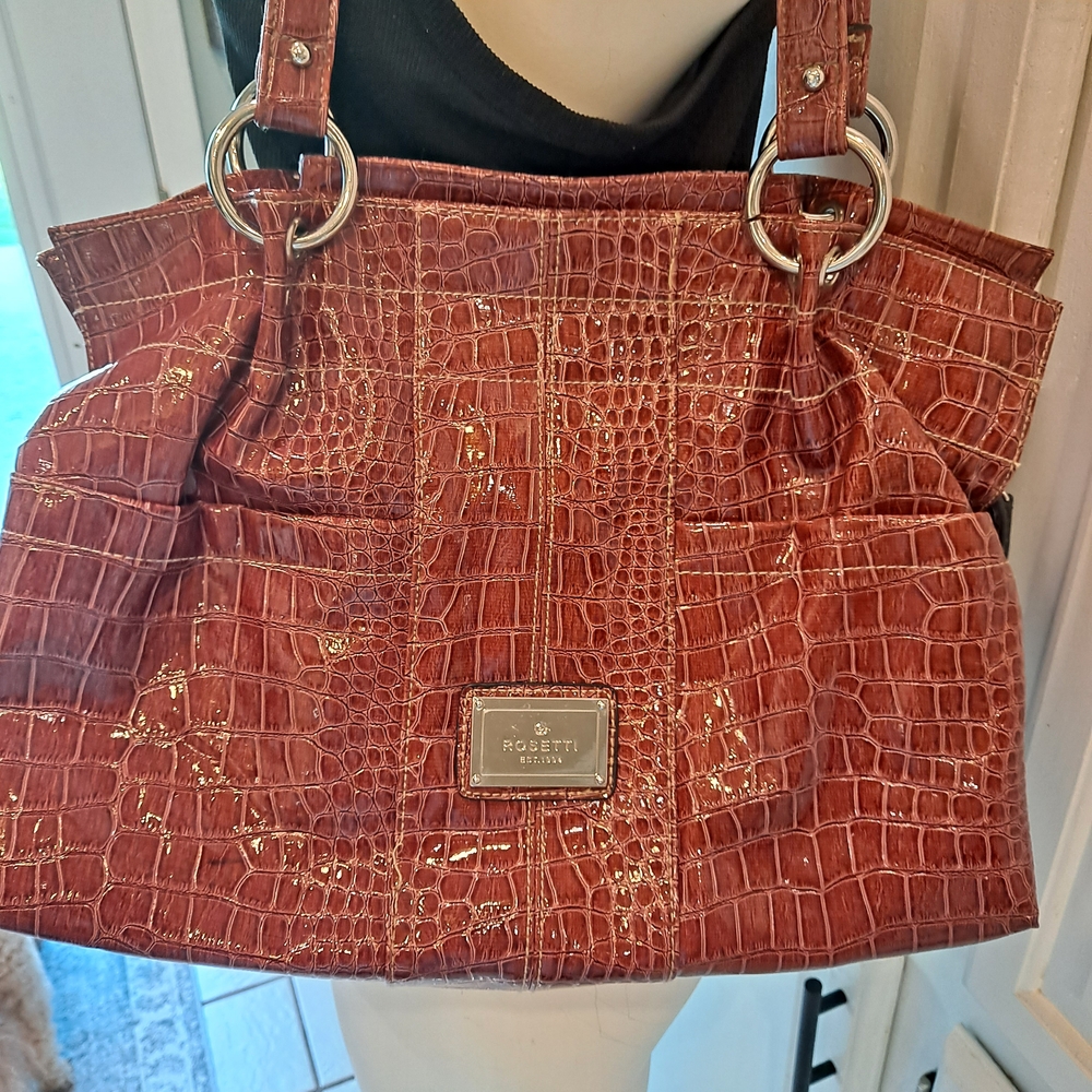 Rosetti Women's Croc-Embossed Brown Tote Bag